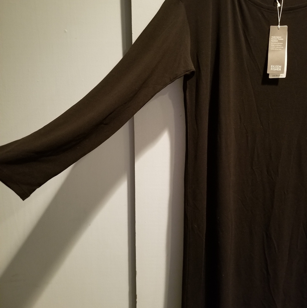 Eileen Fisher | Ballet Neck Silk Jersey Dress - Picture 3 of 5